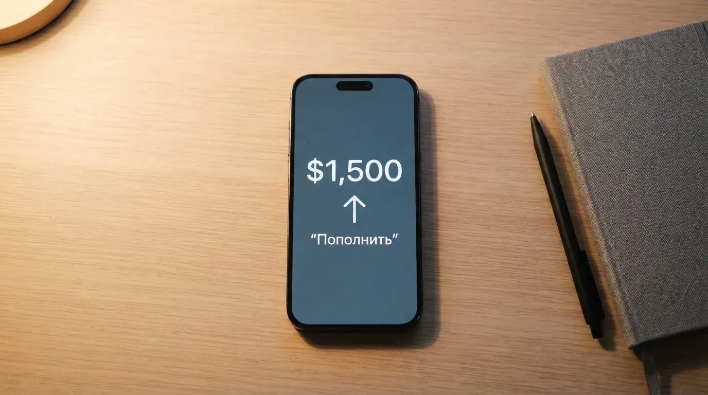 Телефон с экраном перевода стейблкоина