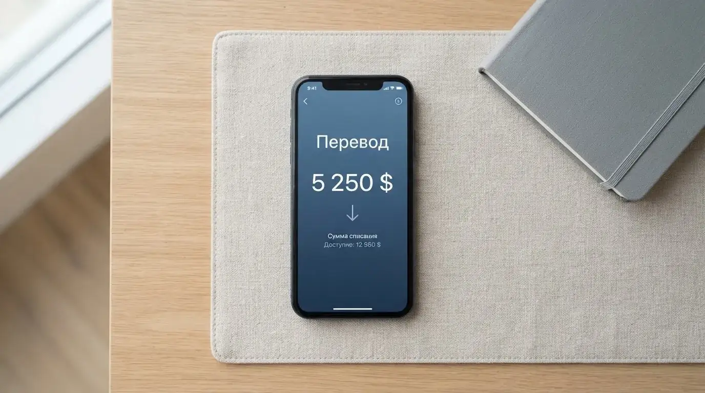 Телефон с экраном перевода стейблкоина