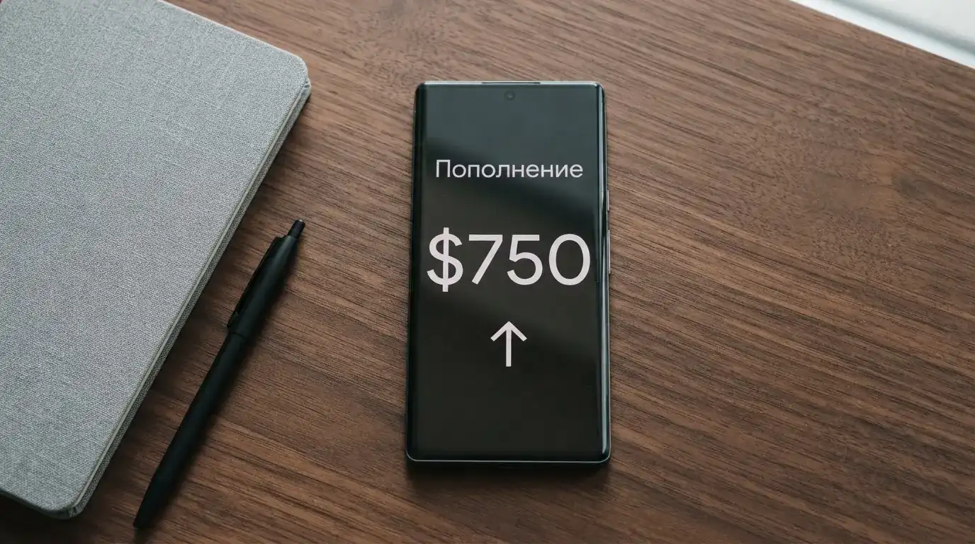 Телефон с экраном перевода стейблкоина