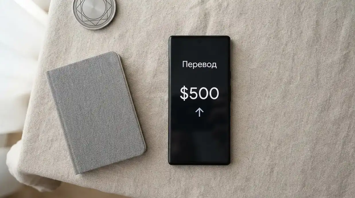 Телефон с экраном перевода стейблкоина