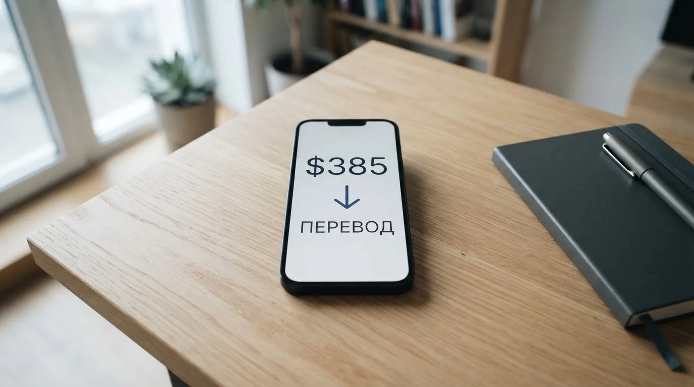Телефон с экраном перевода стейблкоина