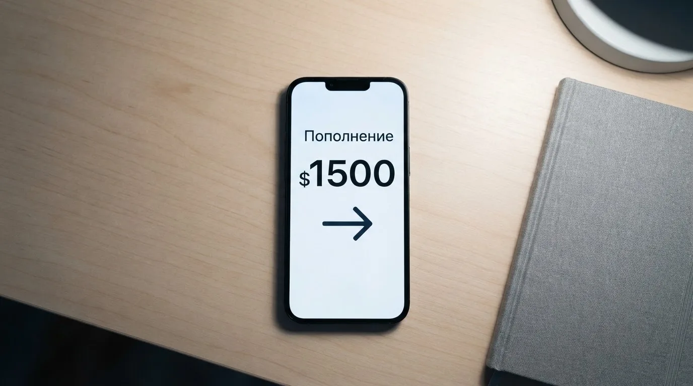 Телефон с экраном перевода стейблкоина